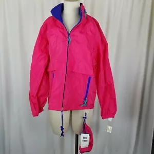 Woolrich Woman Neon Packaway Magenta Windbreaker Jacket Womens M 90s Loud Vtg - Picture 1 of 9