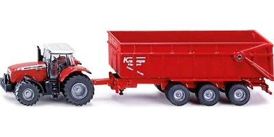 Massey Ferguson 8480 Dyna VT Tractor Red with Silver Top and Krampe Dump Trailer - Image 1 of 4