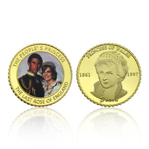Gold Plated Metal Coin The Last Rose Diana Commemorative Coin Holiday Gifts