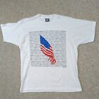 T-shirt vintage années 90 American Patriot homme XL étoiles écran blanc 1991 drapeau simple