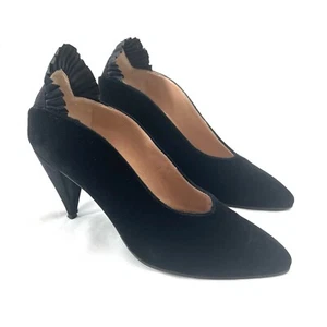 Vintage Maud Frizon Black Velvet & Satin Heels Pumps Womens EU 36.5 US 6 - Picture 1 of 11