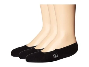 Sperry Top-Sider Boy 179236 Solid Liner 3-Pair Pack Black No Show Sock Size M - Picture 1 of 2