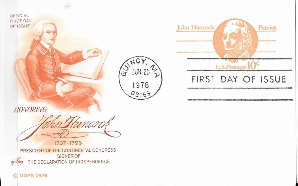 ArtCraft # UX75 John Hancock  postal card - Image 1 of 1