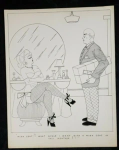 ORIGINAL ART Risque Floozie Mag Cartoon VINTAGE 1940's 1950's Artist Unknown - Picture 1 of 1