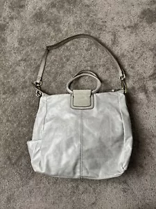 $348 HOBO Gray Soft Polished Leather Top Handles SHEILA Purse Tote Bag Large - Picture 1 of 13