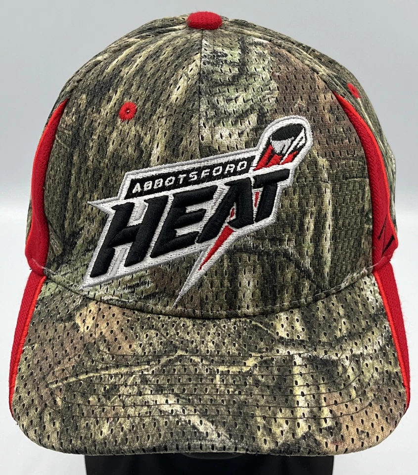 Abbotsford Heat Minor League AHL Hockey Sample Zephyr Stretch M/L Camo Hat Rare - Image 1 of 4