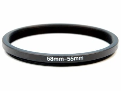 58-55mm Metal Step down Ring Lens Adapter 58 Male to 55 Female Thread - UK STOCK - Image 1 of 4