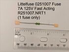 Littelfuse 0251007 Fuse 7A 125V Fast Acting R251007.Nrt1 Pico Axial Lf Green New