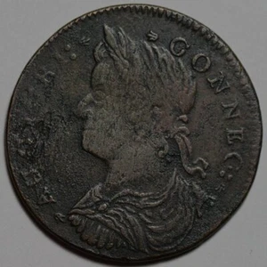 1787 Connecticut Colonial Copper, Draped Bust Left, Miller 37.2-k.5, R5+ - Picture 1 of 8