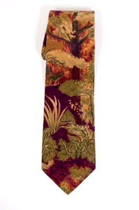 Structure men's tie Burgundy floral print 100% cotton 56 inches - Picture 1 of 4
