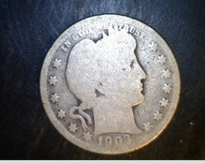  1903 US Barber Quarter, Ave Cir Grade, 0,18084 oz Silber (US-4326) - Bild 1 von 2