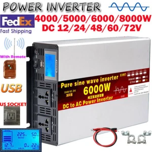 4000W 5000W 8000W 12V 24V 48V 60V 72V a 110V 220V Inversor de Potencia Onda Sinusoidal Pura - Imagen 1 de 32