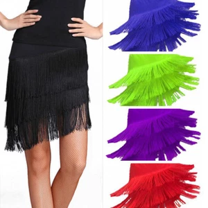 Dama Borla Latina Falda con Flecos Prendas de Baile Samba Salsa Vestido de Baile Moderno - Imagen 1 de 16