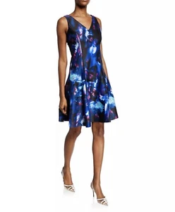NWT Donna Karan New York Seamed Fit & Flare Dress Size 4 Floral Watercolor $129 - Picture 1 of 11