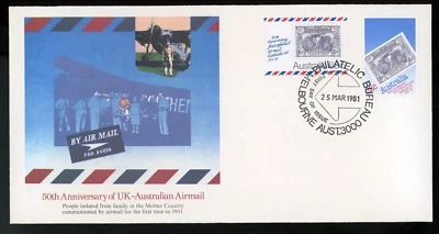 AUSTRALIA 1981 FIRST DAY COVER, 50th ANNIVERSARY OF UK-AUSTRALIAN AIRMAIL !! N04 - Image 1 of 2