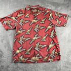 Tommy Bahama Red/Pink Hawaiian 100% Silk Button Down Shirt Mens M Medium