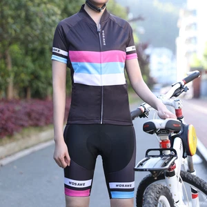 WOSAWE Ladies Cycling Short Sleeve Outfit Cycling Jersey Shorts Clothing Summer