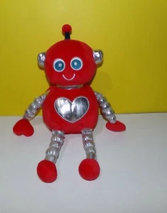 Juguete de peluche suave Hallmark Robot rojo con detalles metálicos plateados corazón vientre 12" - Imagen 1 de 2