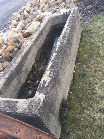 Dated 1943 Antique Cast Stone Water Trough Cover