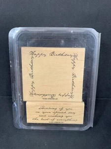 STAMPIN' UP! Happy Birthday Rahmen 2-teiliges Holzstempelset - 2001 - NEU - Bild 1 von 5