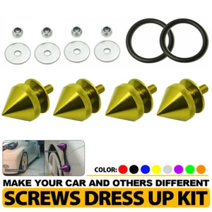KIT DE SUJETADORES JDM SPIKE ALUMINIO LIBERACIÓN RÁPIDA APTO PARA PARACHOQUES Y MALETERO AMARILLO - Imagen 1 de 6