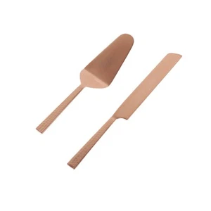Metal Cake Cutlery Set of 02, Handmade Vintage Cake Knife & Server, Rose Gold - Picture 1 of 6