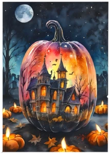 Calabaza espeluznante * ACEO personalizado * Novedad divertida * HALLOWEEN * Tarjeta de arte * ATC - Imagen 1 de 2