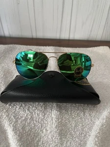 Occhiali da sole RayBan RB3025 Aviator lenti verdi specchiate montatura oro nuovi - Foto 1 di 9