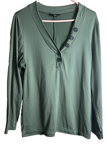 Top Love donna più verde manica lunga bottoni accenti COSÌ morbido 1X - Foto 1 di 5