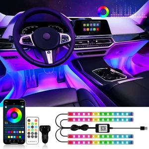 RGB LED Car Strip Lights APP Control & Music Sync 12V Neon Kit Multicolor - Picture 1 of 6