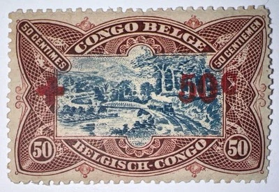 Travelstamps: Belgian Congo Overprint Stamps 50c/50c Red Cross OP Mint MOGH - Image 1 of 4