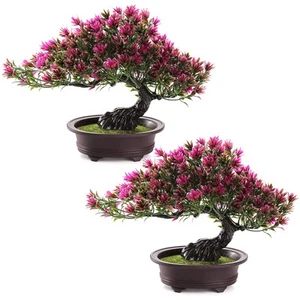 2 Pack Artificial Bonsai Tree, Small Fake Plants Decor, Indoor Faux Potted Pl... - Picture 1 of 6