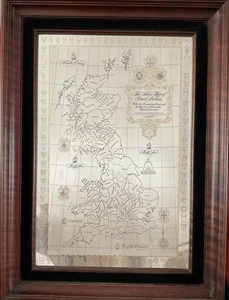 Gepunzte große STERLINGSILBER HISTORISCHE KARTE VON Großbritannien ~ London 1977 - Bild 1 von 15