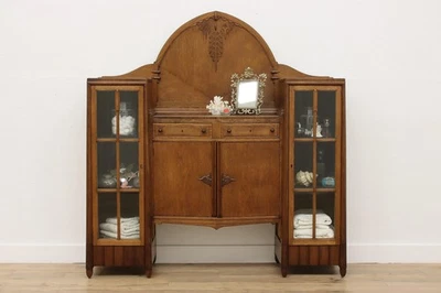 European Art Deco Antique Oak Buffet, Bar or Display Cabinet #55820 - Image 1 of 4