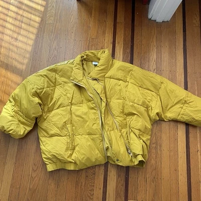 CAbi yellow puffer asymmetrical jacket coat EUC L large - Image 1 of 4