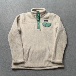 Patagonia Snap-T Fleece Pullover Jacket Girls Large 12 White Outdoors Kids - Picture 1 of 10