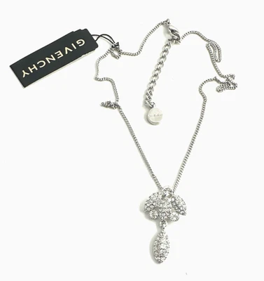 New GIVENCHY Vintage Pave Drop Pendant Necklace in Silver-Tone - Image 1 of 4