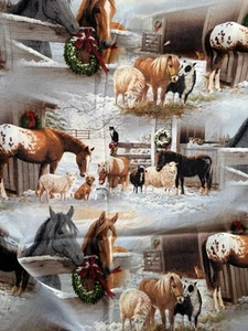 FARM Animals Horses Barn Holiday Christmas Wild Wings Weirs BTHY Snowy Barnyard - Picture 1 of 10