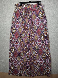 Pantalones grandes para mujer K. Jordan pierna ancha cintura elástica boho coloridos bolsillos corbata - Imagen 1 de 12