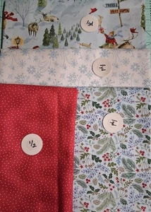 RILEY BLAKE~~ SANTAS TREE FARM W /RED DOTS~~ 3.5YD BUNDLE - Picture 1 of 1