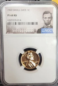 1960 P NGC PF68 RD SMALL DATE RED PROOF LINCOLN MEMORIAL PENNY 1C PORTRAIT - Picture 1 of 2