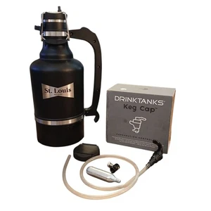 St. Louis Brewery DrinkTanks Thermo Bier Growler 128oz + Fass Kappe Zapfhahn schwarz  - Bild 1 von 11