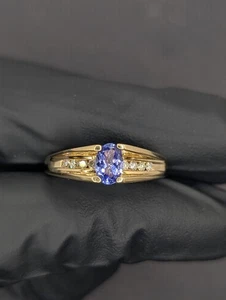 14 Karat Gold Diamant Ring mit lila Farbstein - Bild 1 von 5