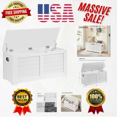 Elegante cofre de almacenamiento blanco nube de 39,4" con bisagras de seguridad para vida organizada Foto 1 de 4