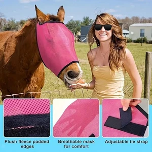 Fly Mask for Horses with Ears Protection All Day Protection Fly Mesh Mask - Picture 1 of 5
