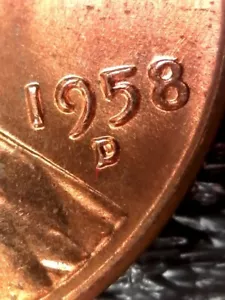 1958-D Stempelglanz Lincoln Wheat Cent - RPM neu gestanztes Münzzeichen Fehler Inv#E2013 - Bild 1 von 3