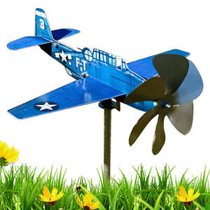 Airplane Wind Spinners Metal Pinwheels Outdoor Aircraft Windmill Garden Decor