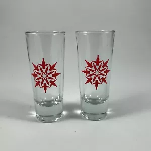 CRISA LIBBEY GLASS - 2 BICCHIERI ALTI / Tequila SHOOTERS BOTTIGLIA ROSSA FIOCCO DI NEVE - Foto 1 di 3