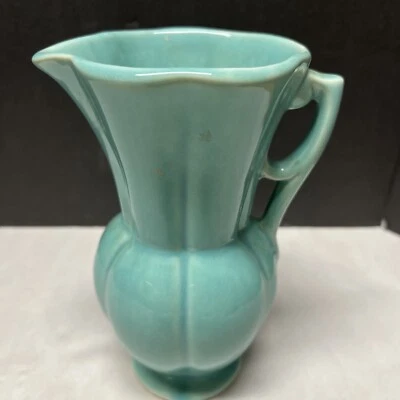 Jarrón de cerámica artística azul claro vintage jarra HECHO EN EE. UU. Foto 1 de 4