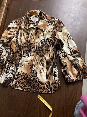 Erin London Chaqueta Leopardo Marrón Blanco Mangas Campana Talla Grande (B1) Foto 1 de 4